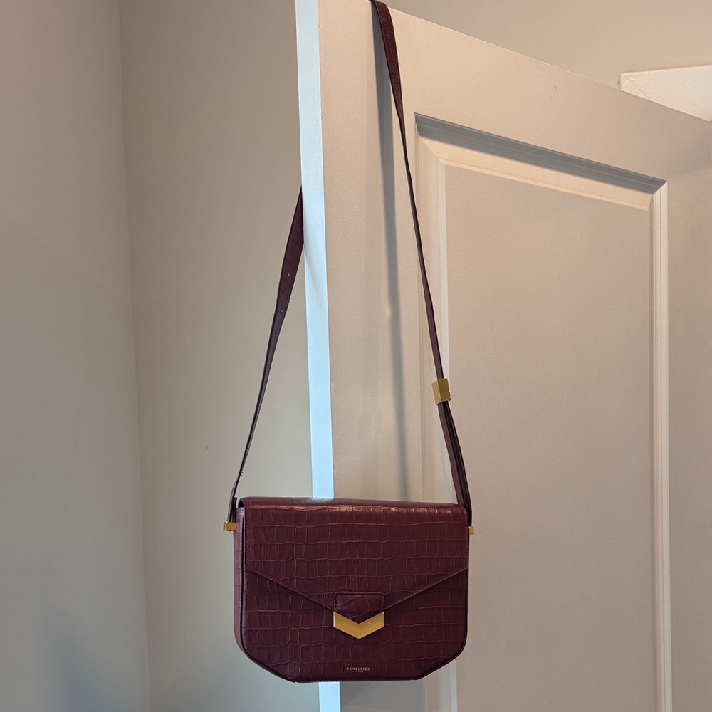 DeMellier London Croc-Embossed Crossbody Bag in Burgundy - Picture 15 of 16